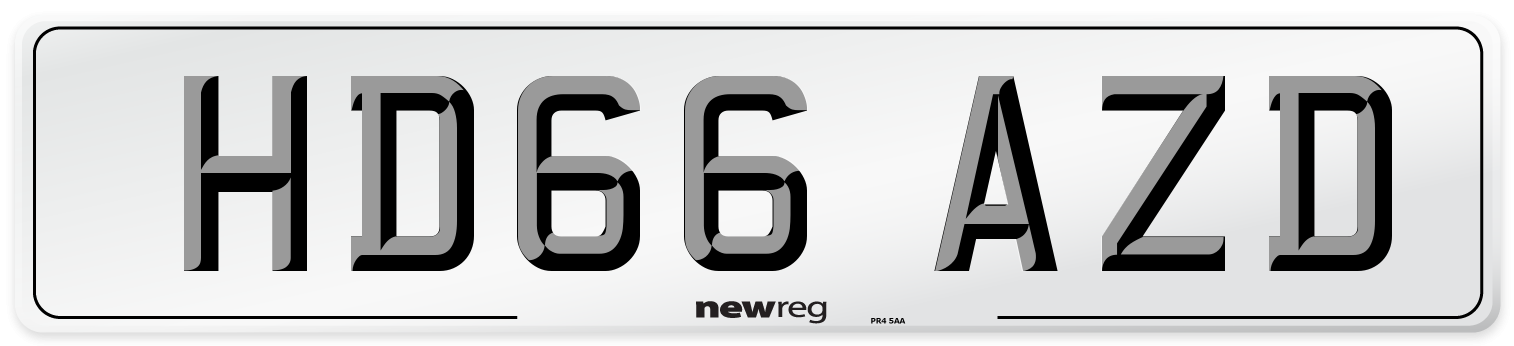 HD66 AZD Number Plate from New Reg
